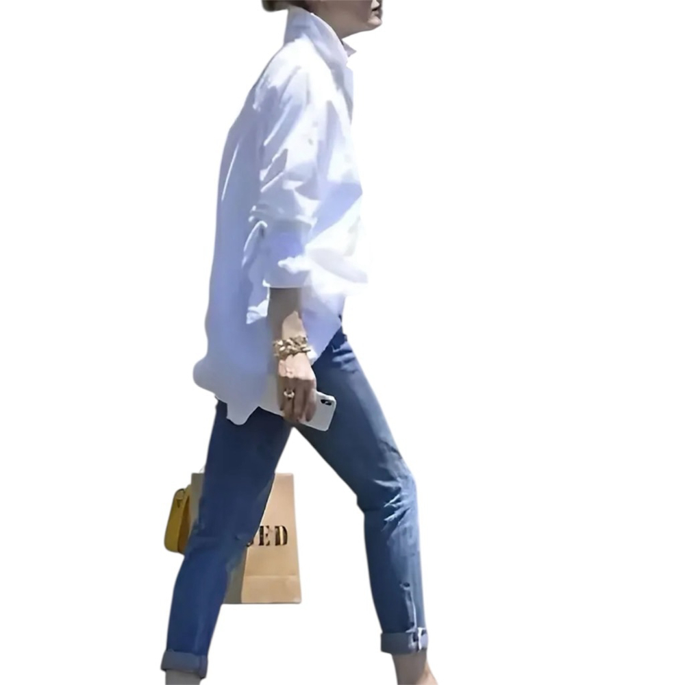 White Oversized Hi-Lo Blouse with Ruffled Cuffs & Tie Sleeves Boutique Size - Picture 2 of 11